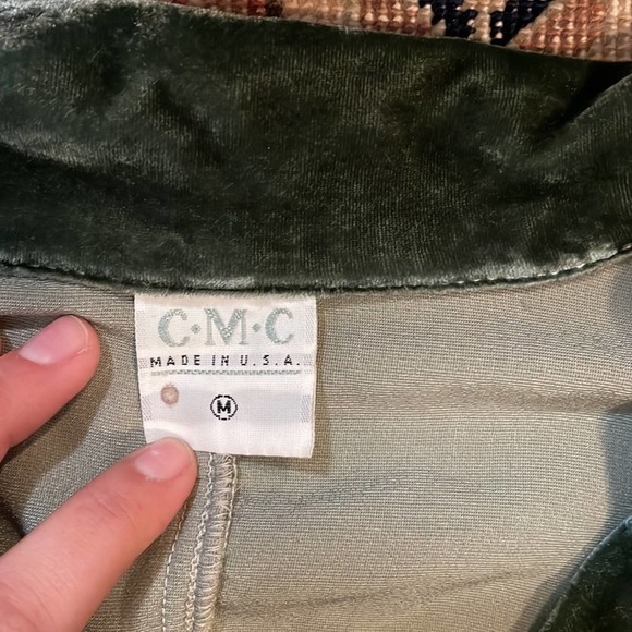 CMC -Color Me Cotton URANINUM Green Velvet RICH Boho Shirt Blouse Medium - Picture 3 of 5